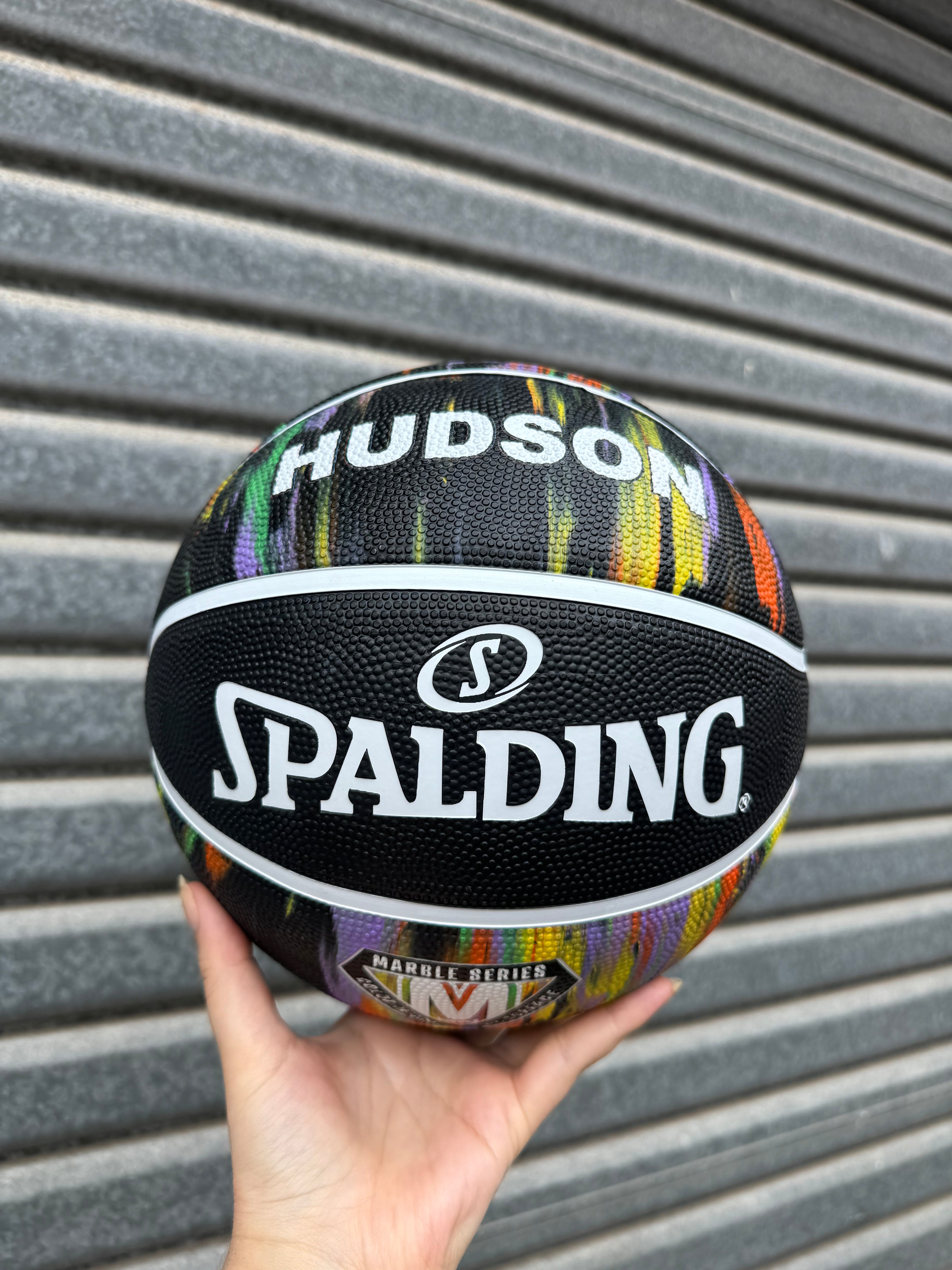 Personalised Spalding Black Marble Basketball (Size 5, 6, 7)