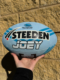 Load image into Gallery viewer, Personalised Cronulla Sharks Official NRL Ball (Size 5)
