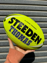 Load image into Gallery viewer, Personalised Yellow Steeden Rugby League Balls (Size 5)
