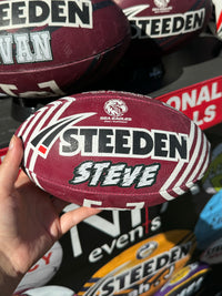 Load image into Gallery viewer, Personalised Manly Sea Eagles Official NRL Ball (11inch mini ball)
