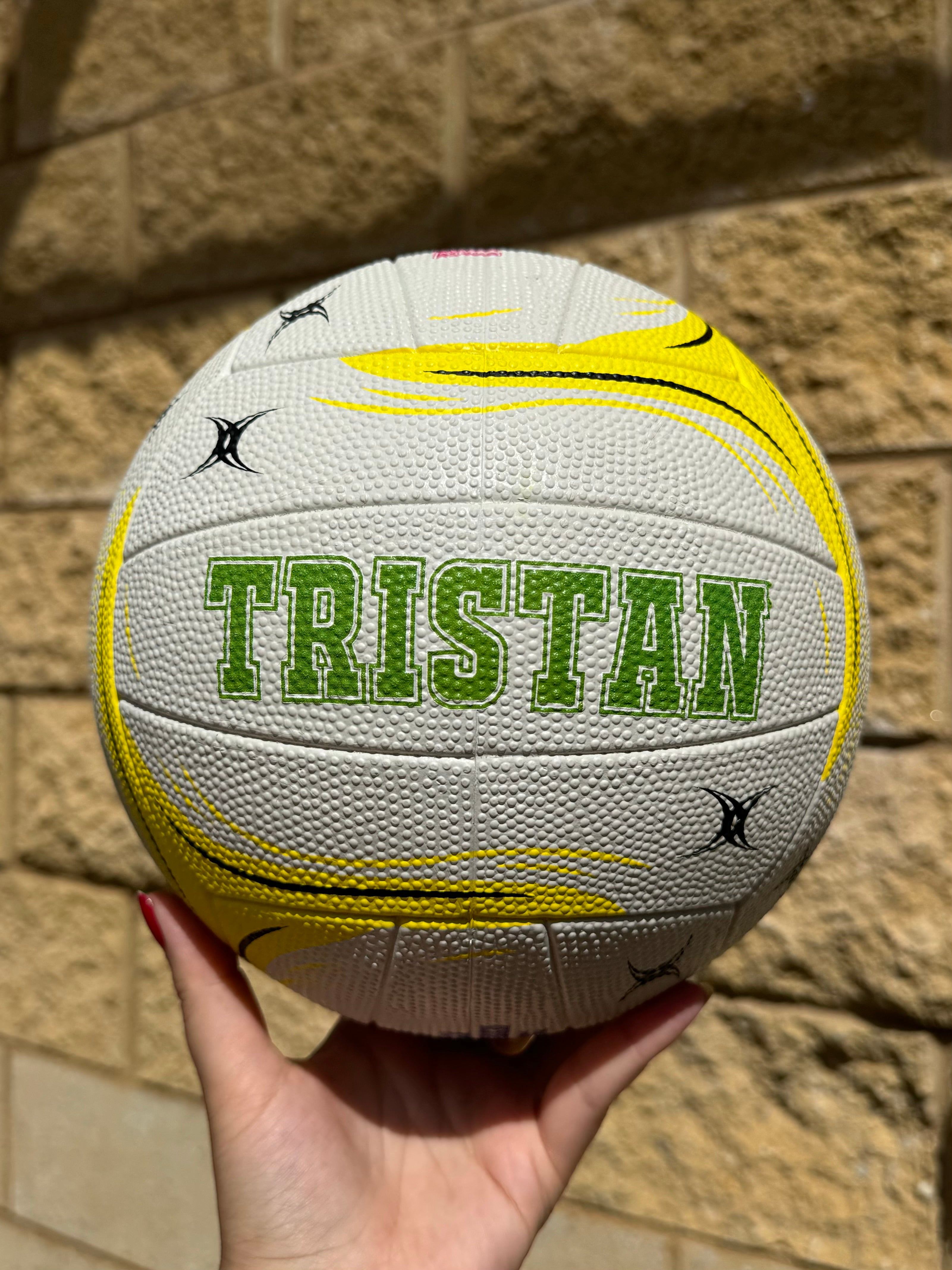 Personalised Gilbert Phoenix Netball White and Yellow (SIZE 4)