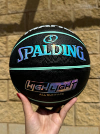 Load image into Gallery viewer, Personalised Spalding Rubber Black/Mint Highlight Foil Basketball (Size 5, 6)
