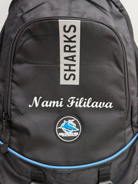 Load image into Gallery viewer, Personalised Cronulla Sharks Official NRL Backpack
