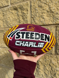 Load image into Gallery viewer, Personalised Brisbane Broncos Official NRL Ball (11inch mini ball)
