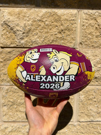 Load image into Gallery viewer, Personalised Limited Edition Brisbane Broncos Mascot Official NRL Ball (Size 3)

