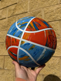 Load image into Gallery viewer, Personalised Spalding Rubber Basketball Rocky Desert Orange Marble (Size 6, 7)
