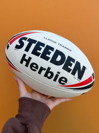 Load image into Gallery viewer, Personalised White &amp; Red Steeden Rugby League (size 5)
