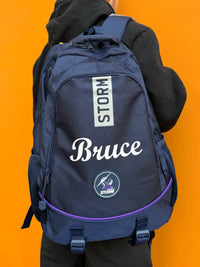 Load image into Gallery viewer, Personalised Melbourne Storm Official NRL Backpack
