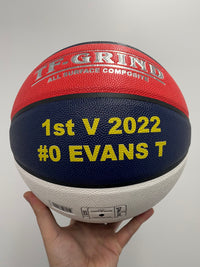 Load image into Gallery viewer, Personalised Spalding Rubber Basketball Red/White/Blue TF-150 (Size 5)
