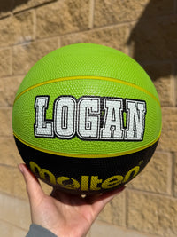 Load image into Gallery viewer, Personalised Molten BCR2 Black/Green Rubber Basketball (Size 5)
