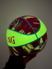 Load image into Gallery viewer, Personalised Spalding Pink Multi Marble Glow Rubber Basketball (Size 5, 6)
