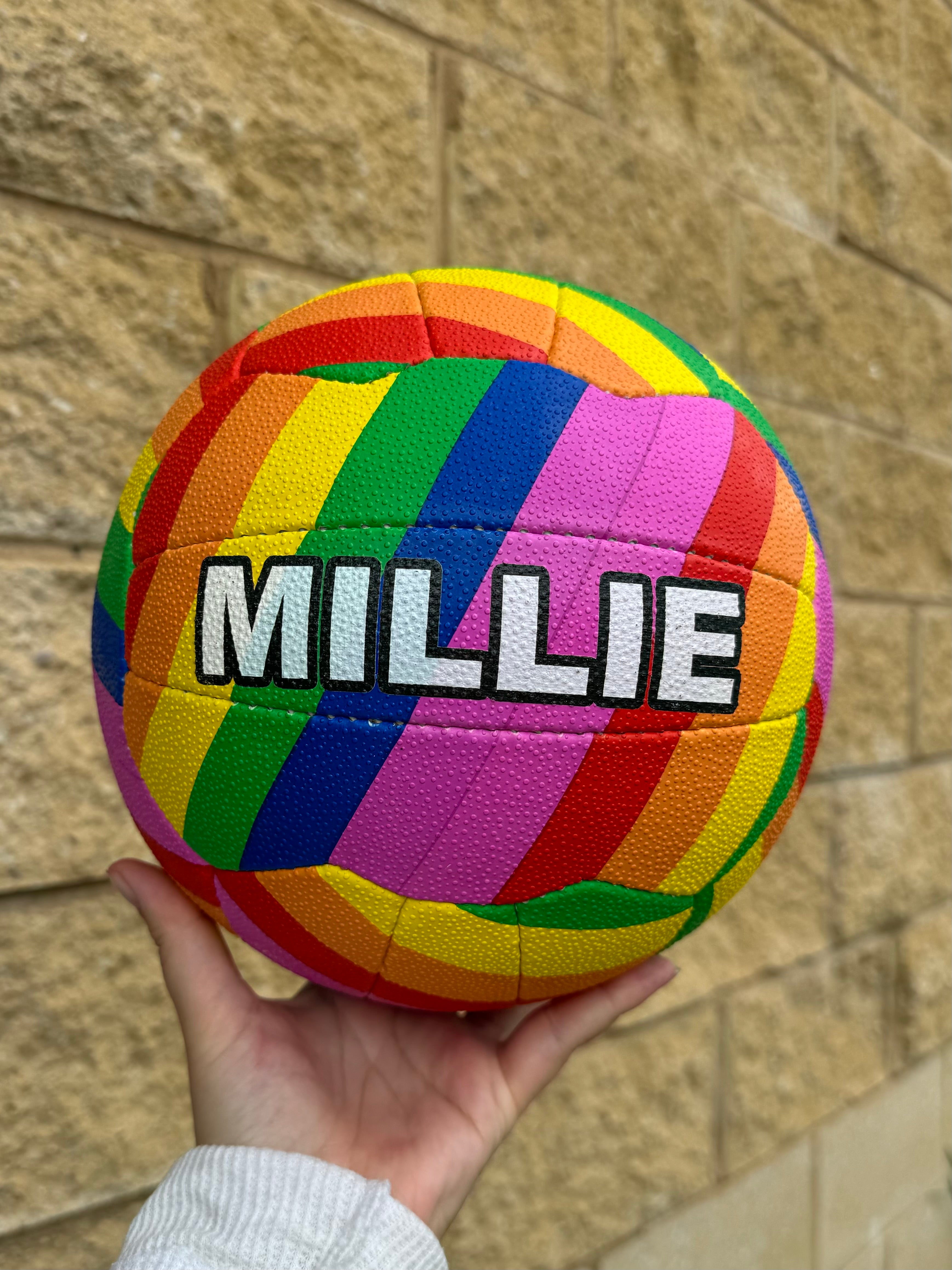 Personalised Mi-Ball Envision Rainbow Netball (SIZE 4, 5)