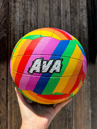 Load image into Gallery viewer, Personalised Mi-Ball Envision Rainbow Netball (SIZE 4, 5)
