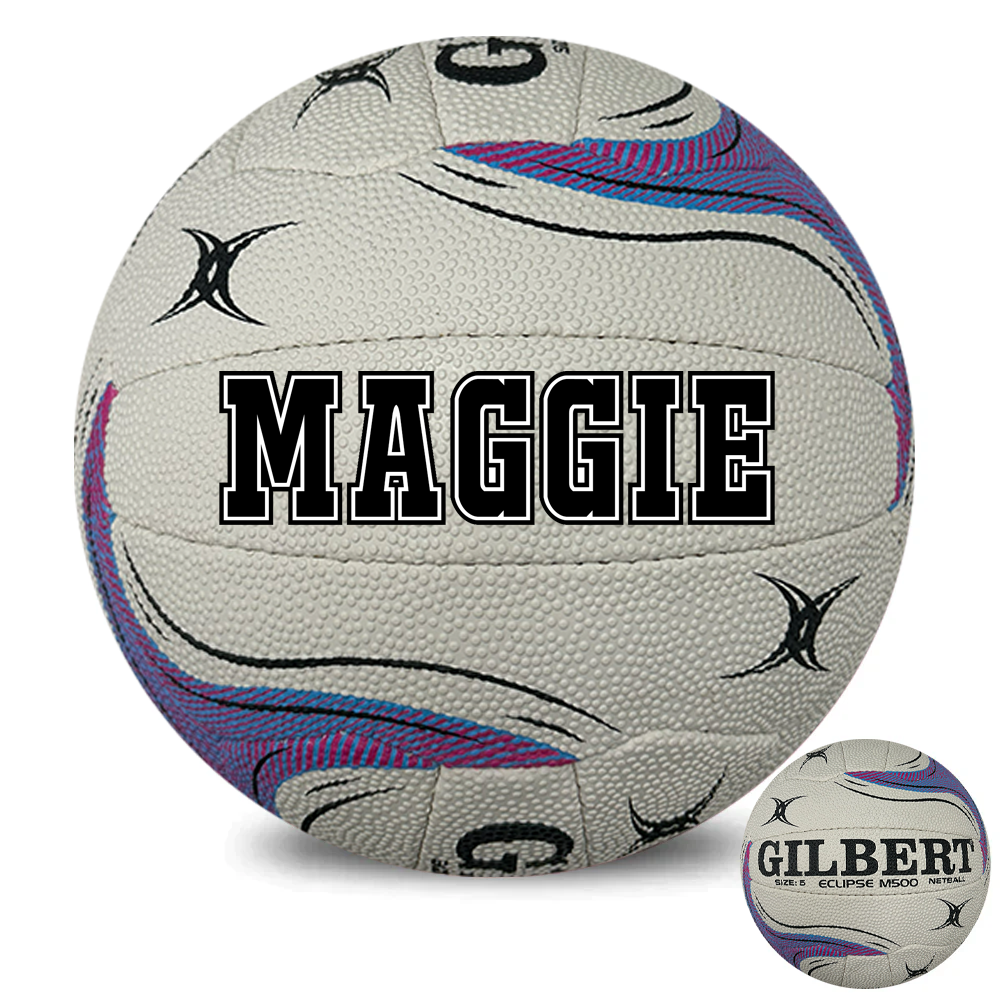 Personalised Gilbert 2026 White Eclipse M500 Netball (SIZE 5)