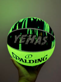 Load image into Gallery viewer, Personalised Spalding Blue Multi Marble Glow Rubber Basketball (Size 5, 6, 7)
