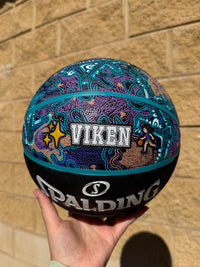 Load image into Gallery viewer, Personalised Spalding WNBL Purple Indigenous Basketball (Size 5, 6)
