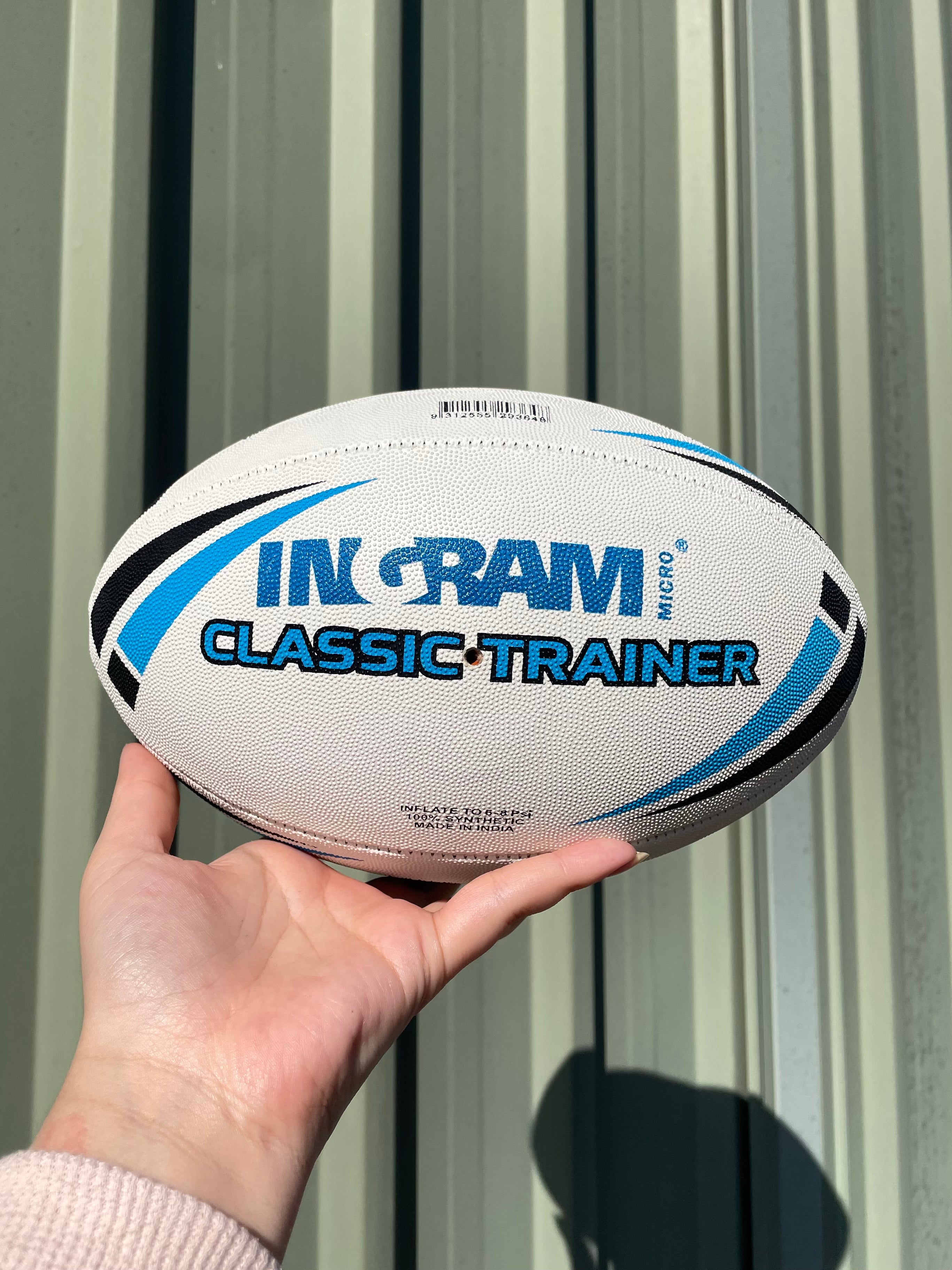 Personalised White/Blue Steeden Rugby League Balls (Mini Size)