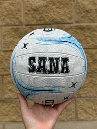 Load image into Gallery viewer, Personalised Gilbert Phoenix Netball White and Blue (SIZE 5)
