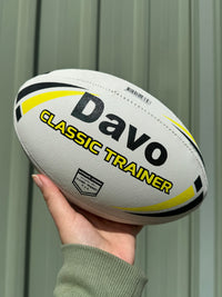 Load image into Gallery viewer, Personalised White/Yellow Steeden Rugby League Balls (Mini Size)

