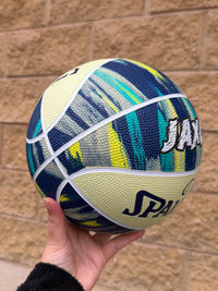 Load image into Gallery viewer, Personalised Spalding Blue Multi Marble Glow Rubber Basketball (Size 5, 6, 7)
