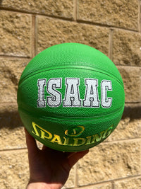 Load image into Gallery viewer, Personalised Spalding Rubber Green Highlight Rush Basketball (Size 5, 6, 7)
