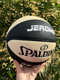 Load image into Gallery viewer, Personalised Spalding Composite Leather Black/Oatmeal TF-250 Basketball (Size 5, 6, 7)
