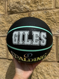 Load image into Gallery viewer, Personalised Spalding Rubber Black/Mint Highlight Foil Basketball (Size 5, 6)
