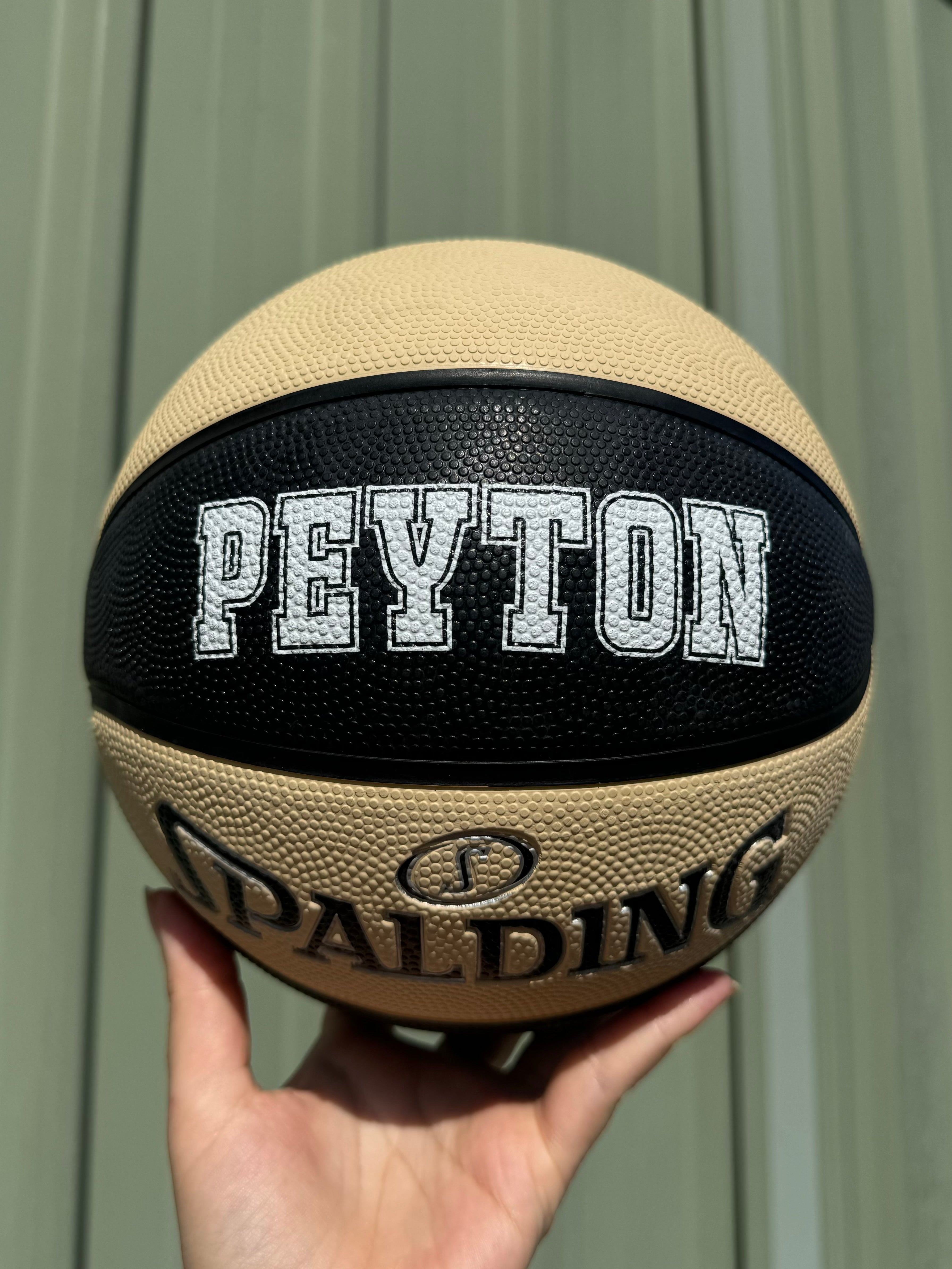 Personalised Spalding Rubber Black and Oatmeal Basketball TF-150 (Size 4)