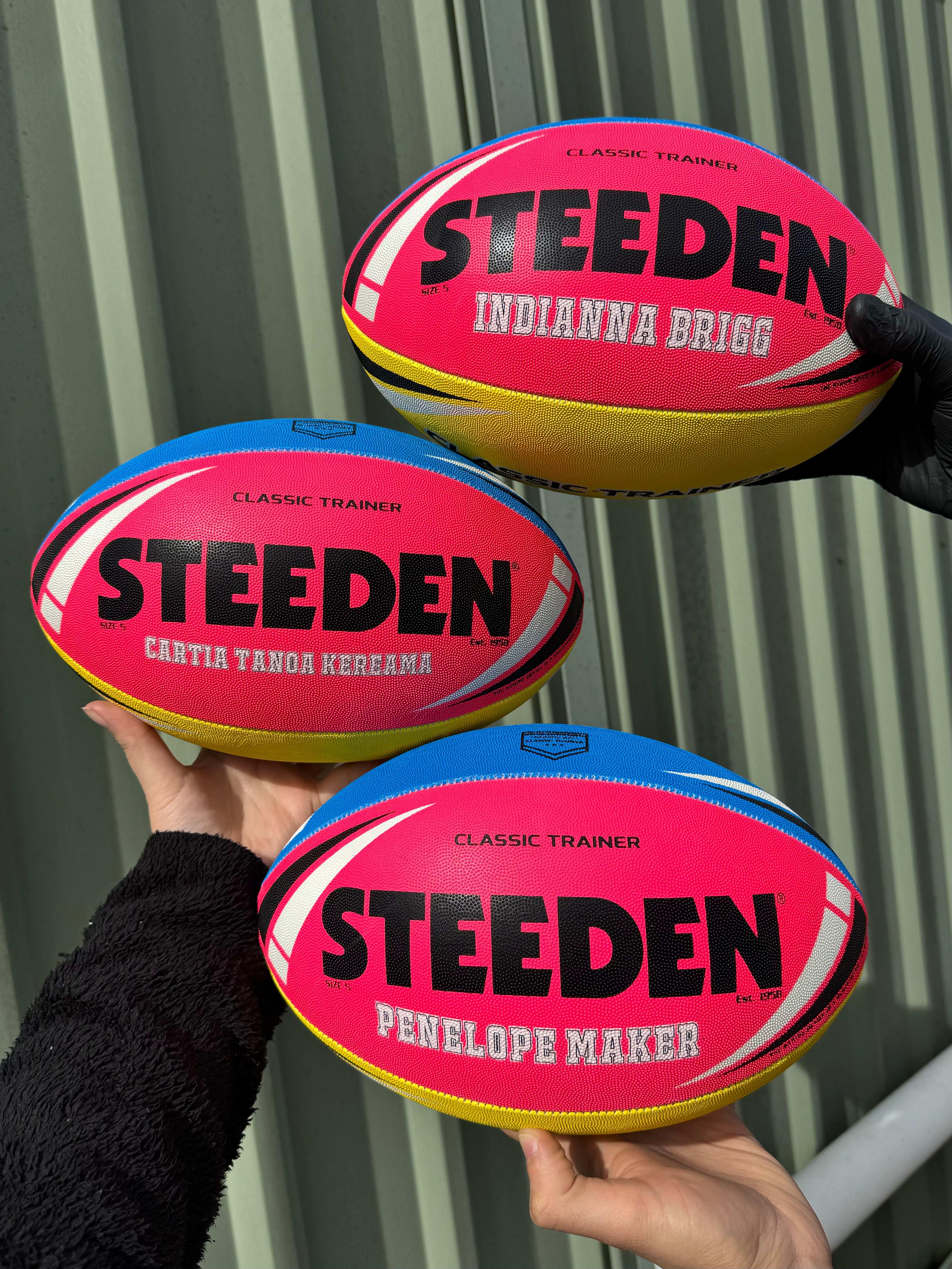 Personalised Multi Colour Steeden Rugby League Ball (Size 5, Mini)