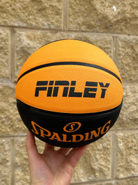 Load image into Gallery viewer, Personalised Spalding Aussie Hoops Black &amp; Orange Basketball (Size 4, 5)
