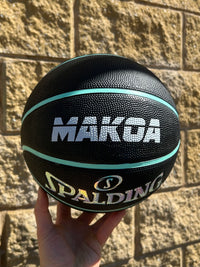 Load image into Gallery viewer, Personalised Spalding Rubber Black/Mint Highlight Foil Basketball (Size 5, 6)
