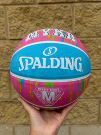 Load image into Gallery viewer, Personalised Spalding Rubber Basketball Pink Marble (Size 5, 6)
