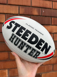 Load image into Gallery viewer, Personalised White &amp; Red Steeden Rugby League (size 5)
