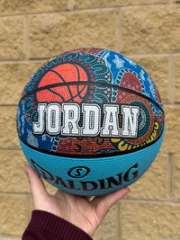 Load image into Gallery viewer, Personalised Spalding NBL Aqua Blue Indigenous Basketball (Size 5, 6, 7)

