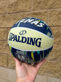 Load image into Gallery viewer, Personalised Spalding Blue Multi Marble Glow Rubber Basketball (Size 5, 6, 7)

