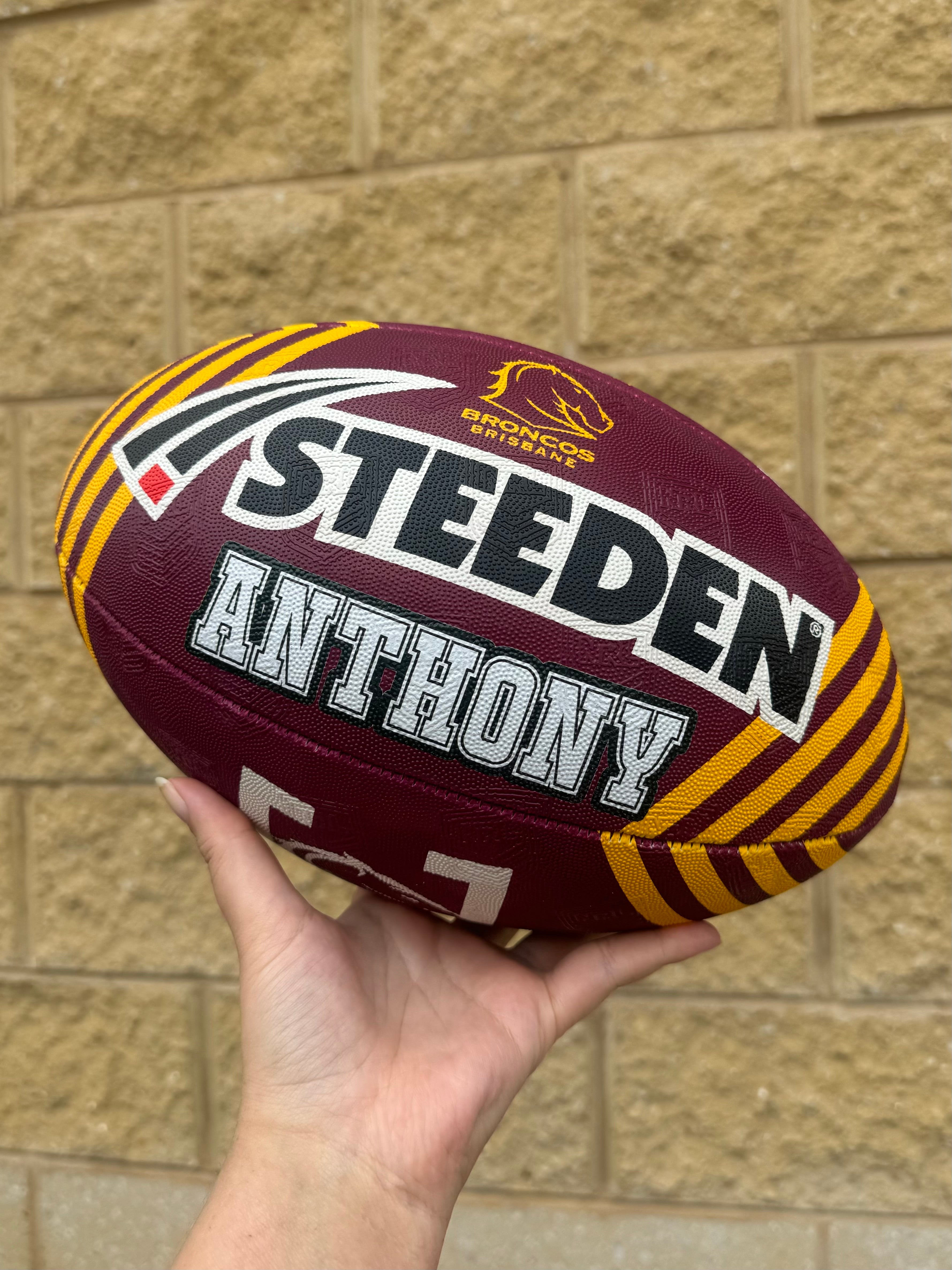 Personalised Brisbane Broncos Official NRL Ball (Size 5) - 4 Day Dispatch