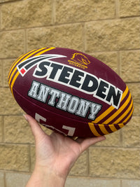 Load image into Gallery viewer, Personalised Brisbane Broncos Official NRL Ball (Size 5) - 4 Day Dispatch
