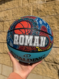 Load image into Gallery viewer, Personalised Spalding NBL Aqua Blue Indigenous Basketball (Size 5, 6, 7)
