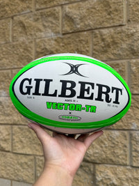 Load image into Gallery viewer, Personalised Gilbert Vector White/Green Rugby Union Ball (Size 5)
