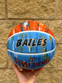 Load image into Gallery viewer, Personalised Spalding Rubber Basketball Rocky Desert Orange Marble (Size 6, 7)
