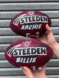 Load image into Gallery viewer, Personalised Manly Sea Eagles Official NRL Ball (11inch mini ball)
