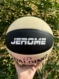 Load image into Gallery viewer, Personalised Spalding Composite Leather Black/Oatmeal TF-250 Basketball (Size 5, 6, 7)
