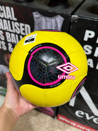 Load image into Gallery viewer, Personalised Yellow/Black Umbro Swerve Soccer Ball (SIZE 5)
