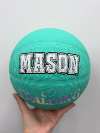 Load image into Gallery viewer, Personalised Spalding Rubber Teal Highlight Rush Basketball (Size 5, 6)
