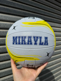Load image into Gallery viewer, Personalised Gilbert Phoenix Netball White and Yellow (SIZE 4)
