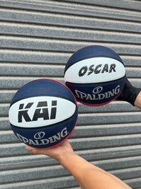 Load image into Gallery viewer, Personalised Spalding Rubber Basketball Red/White/Blue TF-150 (Size 5)

