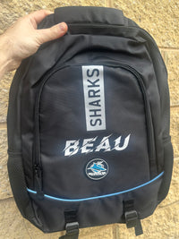 Load image into Gallery viewer, Personalised Cronulla Sharks Official NRL Backpack
