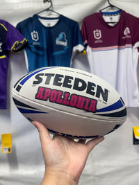Load image into Gallery viewer, Personalised White/Blue Steeden Rugby League Balls (Mod Size)
