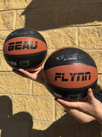 Load image into Gallery viewer, Personalised Spalding Composite Leather Black/Orange TF-250 Basketball (Size 5, 6, 7)
