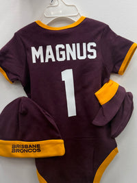Load image into Gallery viewer, Personalised Brisbane Broncos NRL Lullaby 3pc Baby Gift Set
